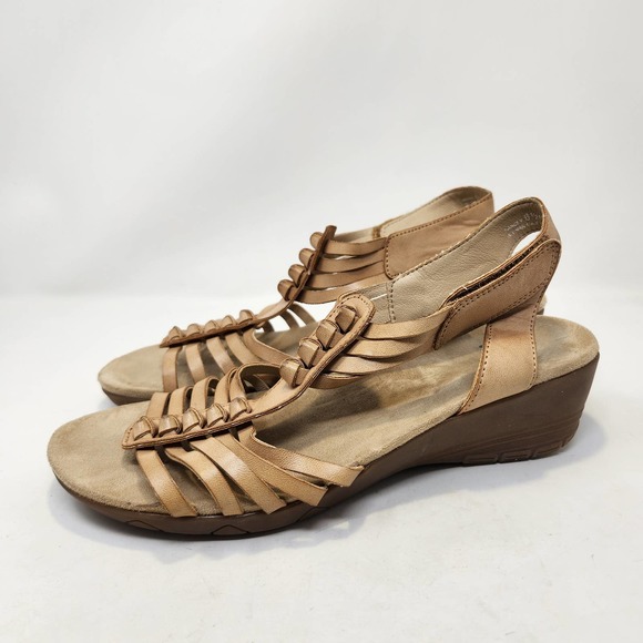 Yuu Handey Tan Wedge Slingback Sandals Womens 8.5 M Memory Foam Ankle Strap - Picture 6 of 10